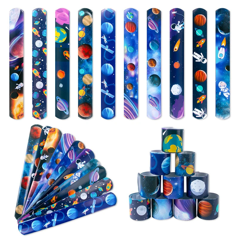 10pcs Cartoon Birthday Party Clap Circle Toy Kids Birthday Party Slap Bracelet Mermaid Dinosaur Unicorn Theme Party Gift
