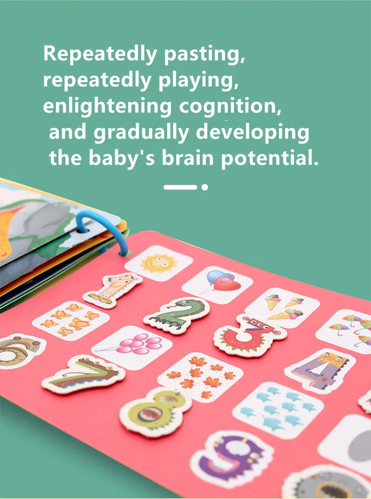 Quiet Book Educational Activity Toys Kids Repeatedly Busy Card Paste Matching Puzzle Books Cognition Baby Montessori Game