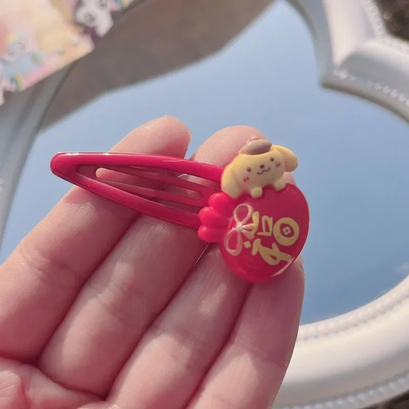 6Pcs Sanrio Hello Kitty Hair Clips Anime Cartoon My Melody Charm Girls Hair Accessories Kawaii Women BB Clips Bangs Clip Gifts