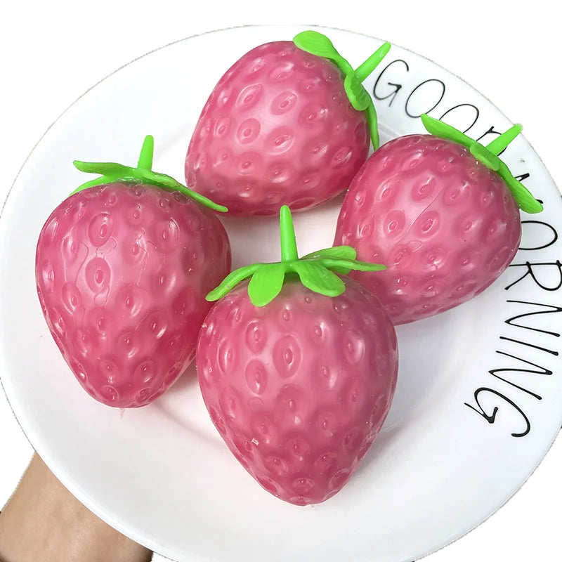 Simulated Color-changing Strawberry Squishy Kids Anti Stress Relief Ball Fidget Decompression Toys for Children Sensory Autism