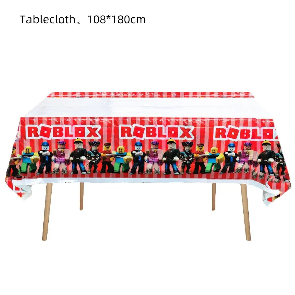 Roblox Theme 1pcs/lot Happy Birthday Party Table Kit Cover Baby Shower Decorations Kids Boys Girls Favors toy Plastic Tablecloth