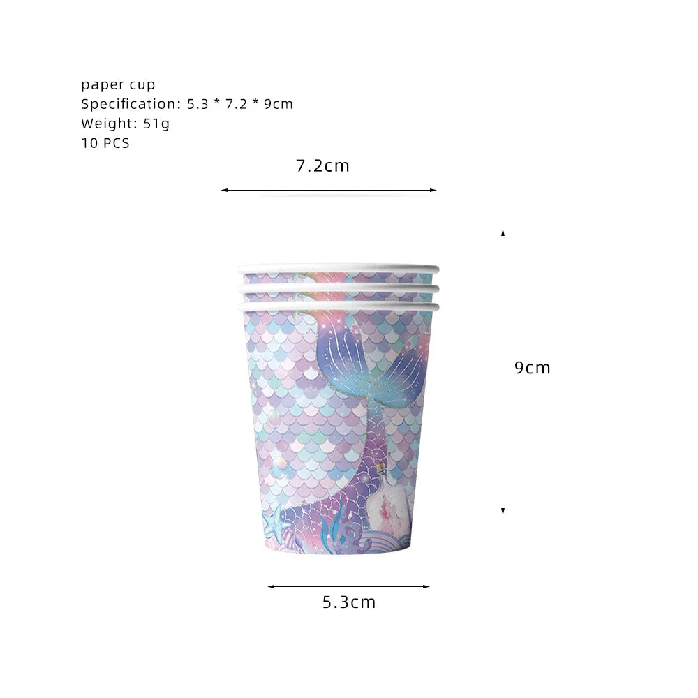 Mermaid Princes Birthday Party Decorations Disposable Tableware Gif Bag Foil Balloon Backdrop Decor Baby Shower Party Supplies
