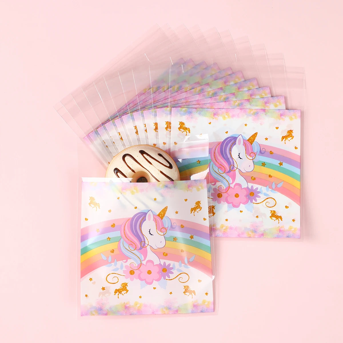 50/100Pcs Unicorn Party Gift Bags Birthday Party Decoration Candy Bags Packaging Bags Baby Shower Kids Favors Party Supplies