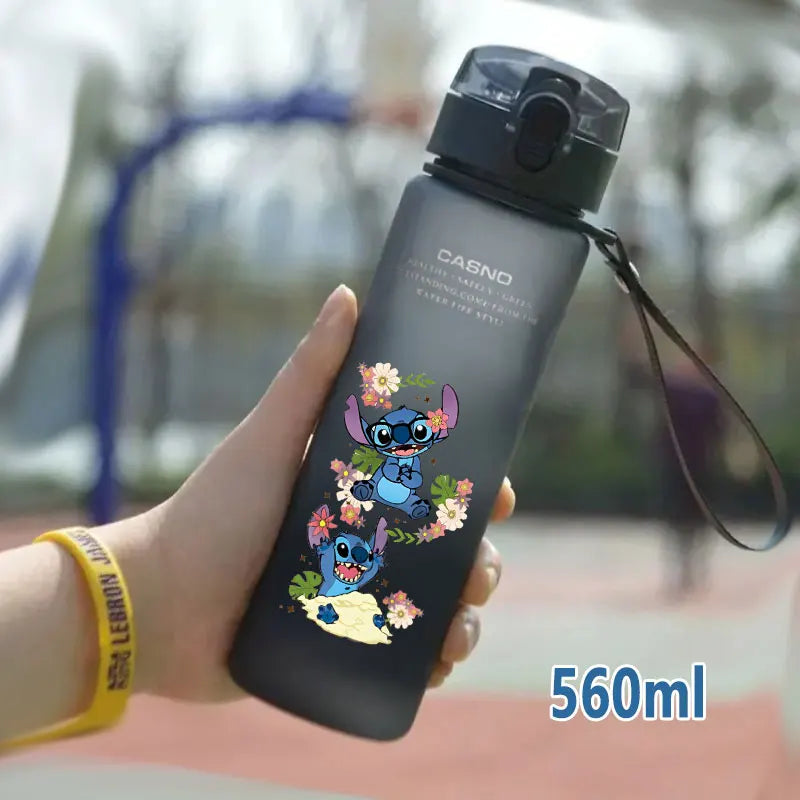 Lilo&Stitch 560/600/400ML Water Cup Children Portable Plastic Transparent Straw Stitch Outdoor Large Capacity Sport Water Bottle