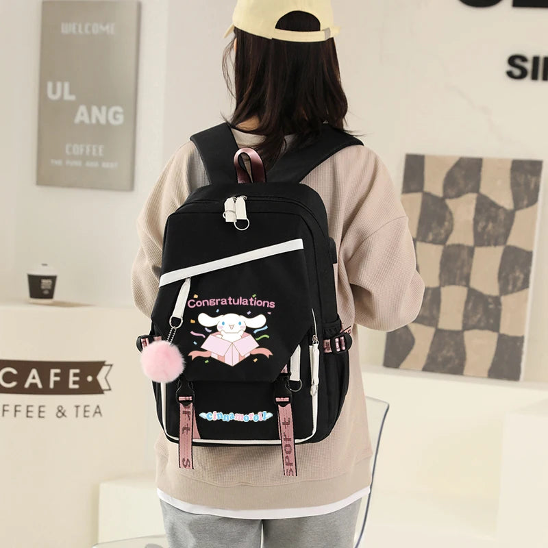 Sanrio Kuromi Cinnamoroll Backpack Teenager Student Rucksack Girl Boy Kids Anime Knapsack Women Cute Cartoon Bag Travel Mochilas
