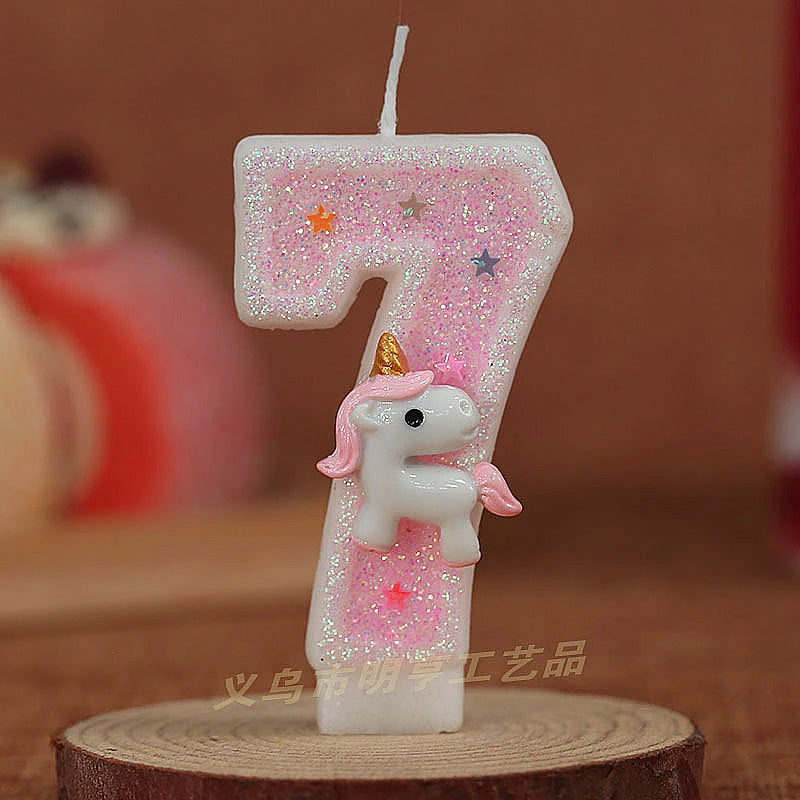 Sparklers Birthday Candle 1 Years Pink Unicorn Original Birthday Candles for Cake Blue Children's Birthday Candle