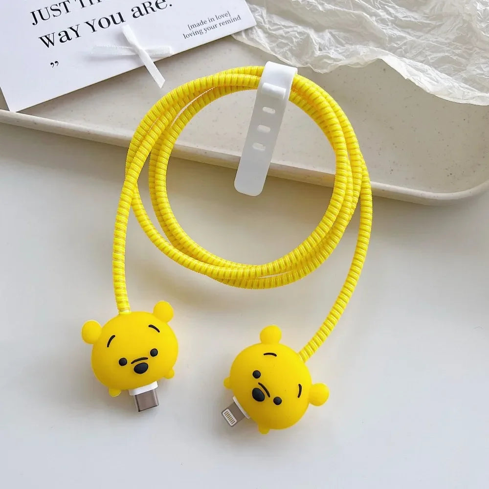 New Cartoon Charger Cable Protector for IPhone 15 14 13 12 18W 20W Charger Protection Cover Stitch Data Line Winder Protective