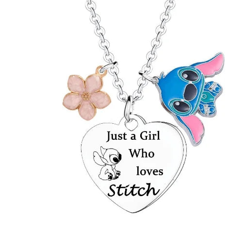 Lilo & Stitch Cartoon Metal Necklace Pendant Necklaces Characters Kids Gifts for Women Jewelry Children's Necklace Toy