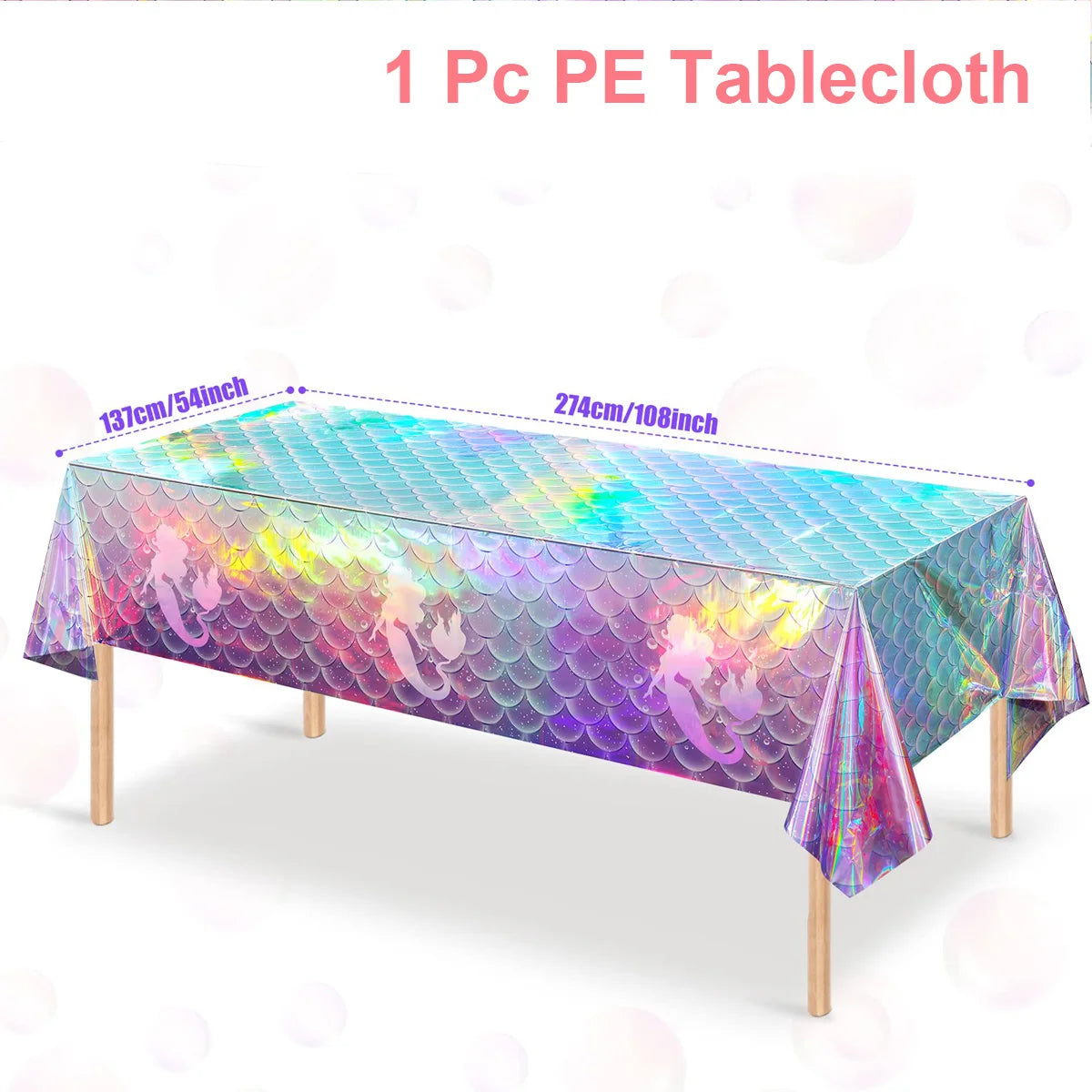 Little Mermaid Disposable Tablecloth Mermaid Birthday Party Decoration 1st Birthday Girl Under the Sea Party Baby Shower Decor