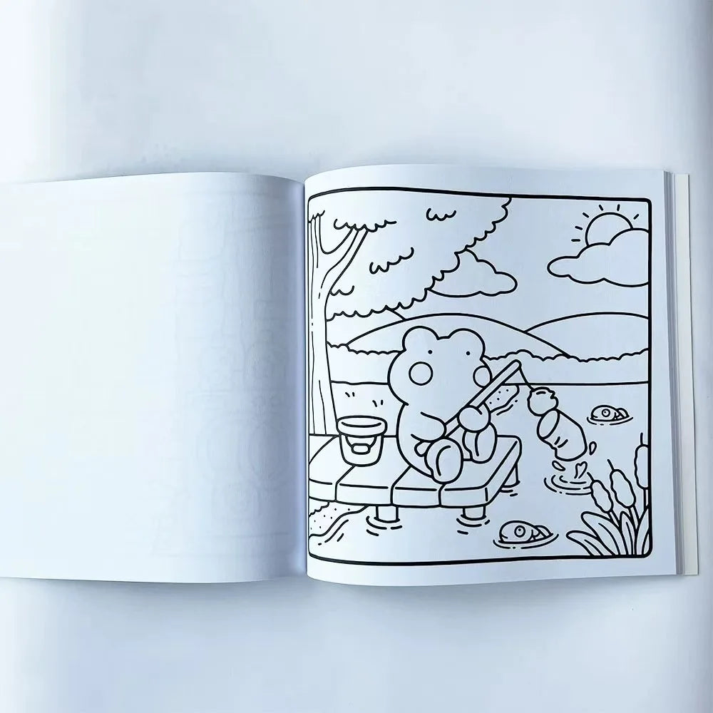 Coloring Book for Adults Teens Featuring Adorable Creatures in Cozy Moments Plants Flowers Cute Animals Relaxation Creative Gift