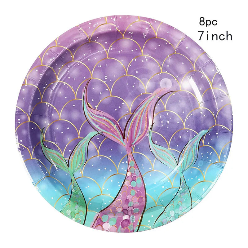 Mermaid Birthday Balloons Set 32inch Purple Number Shell Foil Ballon Girls Happy Little Mermaid 1st 2nd 3rd 4th Birthday Balloon