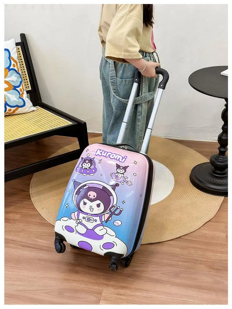 New 18-Inch Suitcase Kawaii Kuromi Kids Trolley Case Student Cartoon Luggage Girls Travel Portable Boarding Case Kids Toys Gift