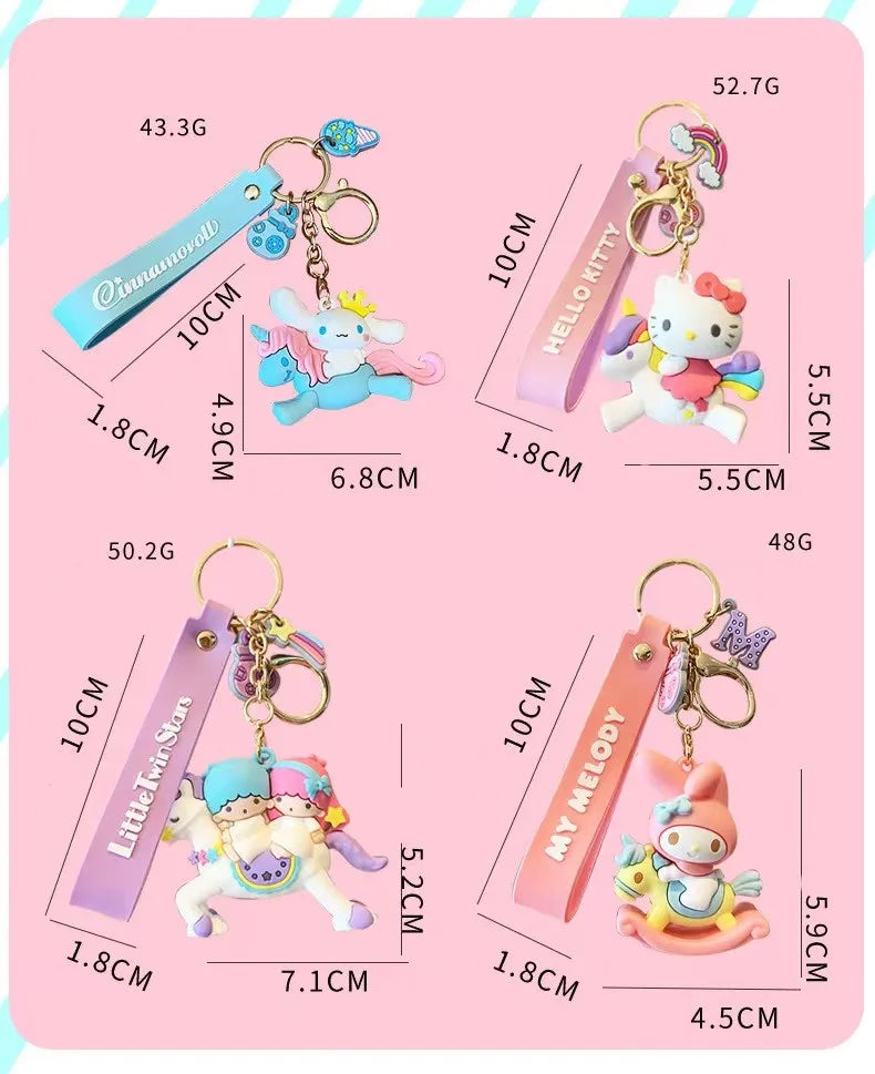 Sanrio Unicorn Series Keychain Cinnamoroll Pendant Little Twin Stars Accessories Hello Kitty My Melody Bag Charms Birthday Gift