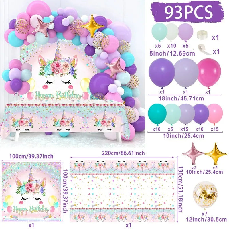 Unicorn Star Color Balloon Garland Arch Kit Rainbow Wedding Birthday Party Decor Kids Baby Shower Birthday Latex Balloons