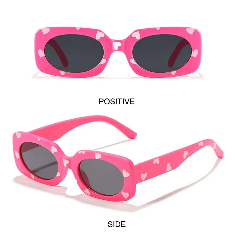 UV400 Heart Print Children Sunglasses Cute 2-8 Years Sun Protection Eyewear Kids Rectangular Sun Glasses