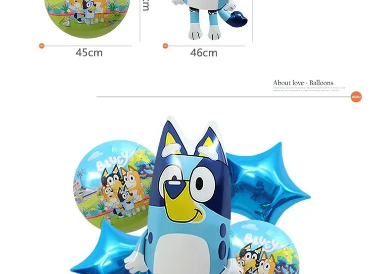 DIY Bluey Bingo Foil Balloon Set Blueys Family Balloons Girls Boys Cartoon Balloons Baby Shower Birthday Gifts Party Decor