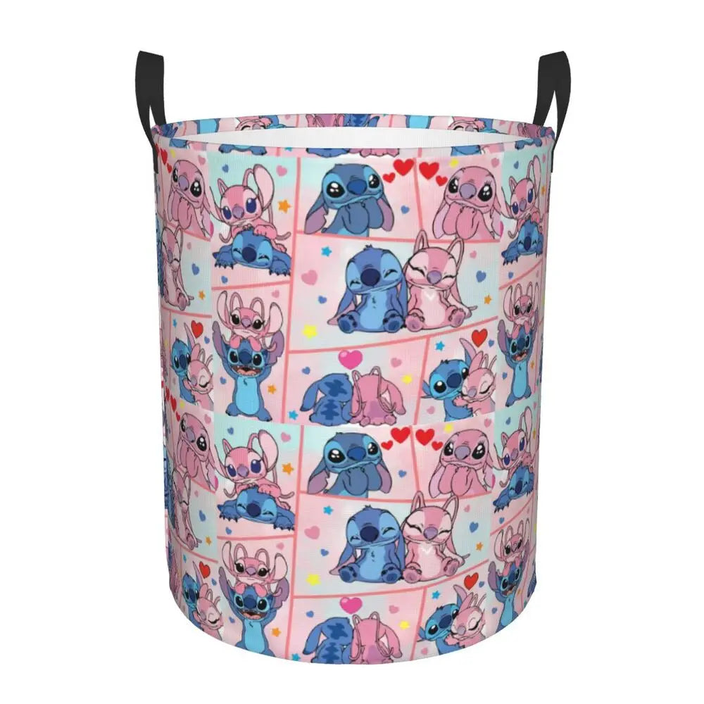 Custom I Love Stitch Laundry Basket Collapsible Toy Clothes Hamper Storage Bin for Kids Nursery