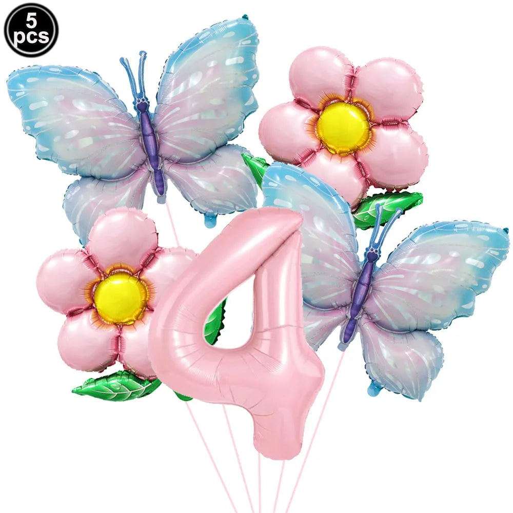 5pcs Colorful Butterfly Foil Balloons Butterfly Balloons Butterfly Themed Balloon Girl Party Birthday Wedding Baby Shower Decors