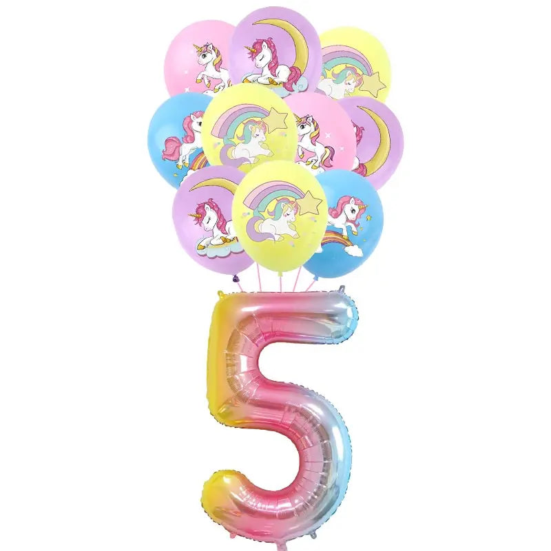 Unicorn Decoration For Birthday Girl Happy Birthday Unicorn Them Deco Kit Tableware Background Banner Balloons Supplies For Kids
