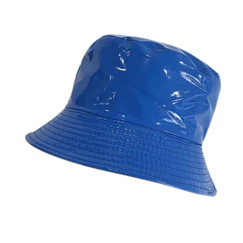 2023 Fashion Bucket Hat Women Girls Leather Solid Panama Caps Men Hiking Hat Fishing Cap Foldable Hip-Hop Street Waterproof Hat