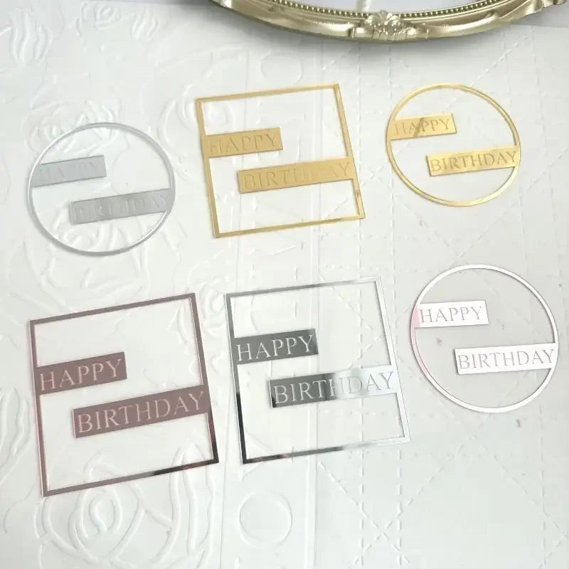 Ins Gold Happy Birthday Cake Toppers Birthday Girl Acrylic Kids Birthday Party Cake Topper Baby Shower Gift Dessert Decoration