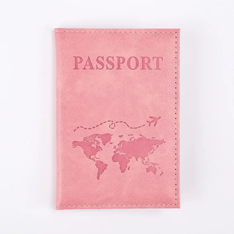 Unisex Airplane Passport Cover Women Men Travel Passport Case Leather Pink Cute Passport Wallet Purse Girl Card Holder Bags