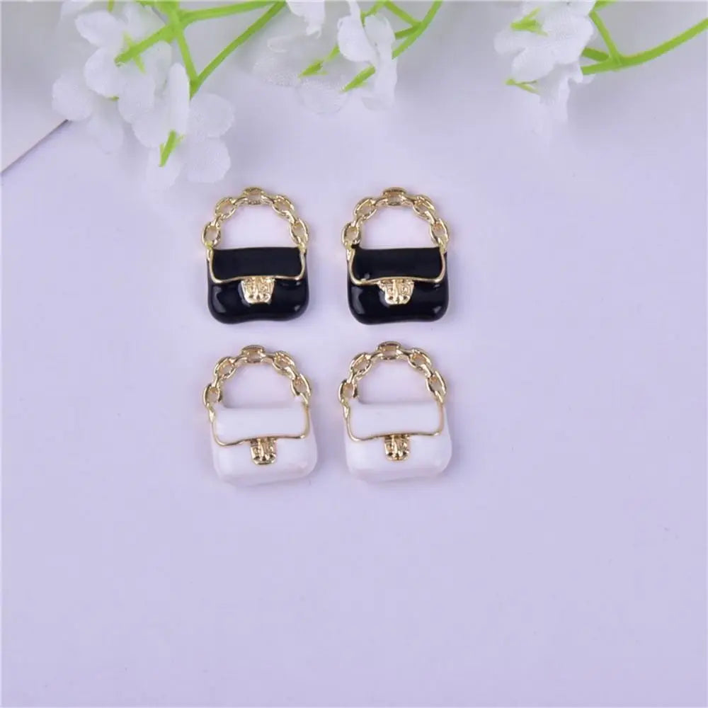 DIY Toy Dollhouse Miniature Metal Handbag Black/White Cute Doll Miniature Bag Decoration Fashion Dollhouse Mini Metal Chain Bag