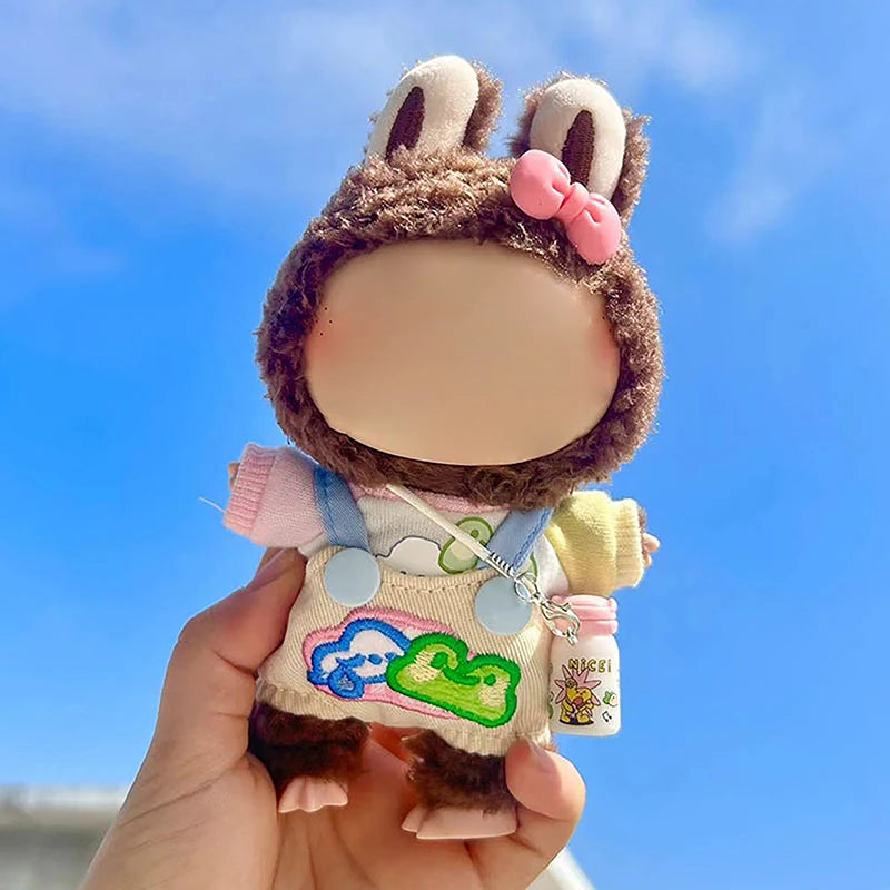 Cute Mini Plush Doll'S Clothes Outfit Only Clothing Accessories For 17cm Labubu Dolls Sweater Hoodie Clothing DIY Kids Gifts