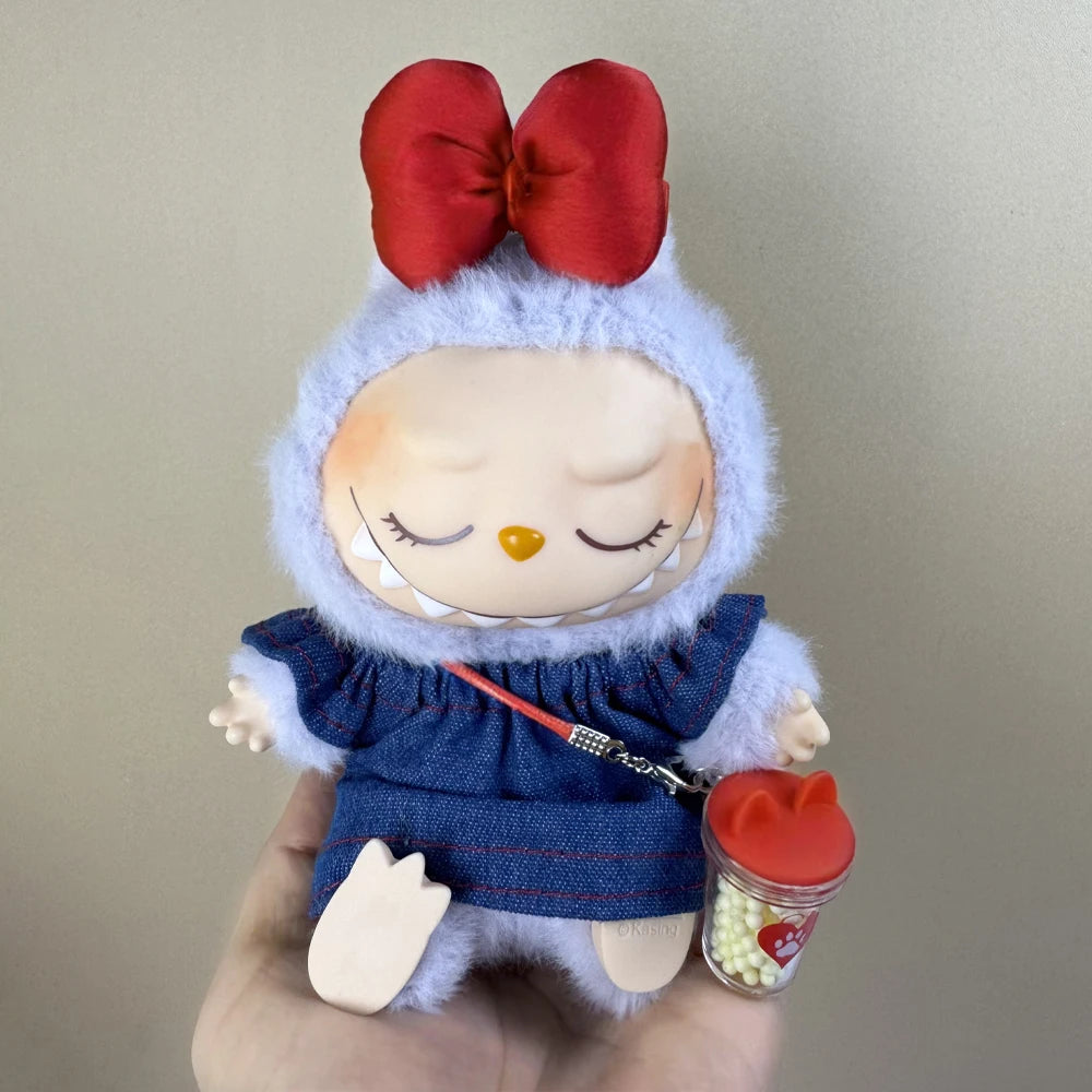 17cm labubu clothes outfit Plush doll clothes Macaron Cute Clothing DIY Kid Gift  Dog Clothes Hair accessories v1 v2 clothes