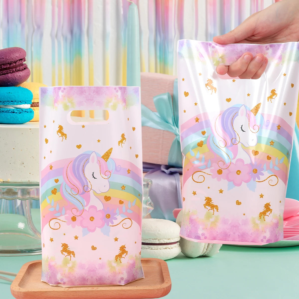 10/25/50pcs Handbag Candy Bags Unicorn Birthday Party Decor Kids Gift Packing Bag 1st Birthday Baby Shower Girl Party Supplies