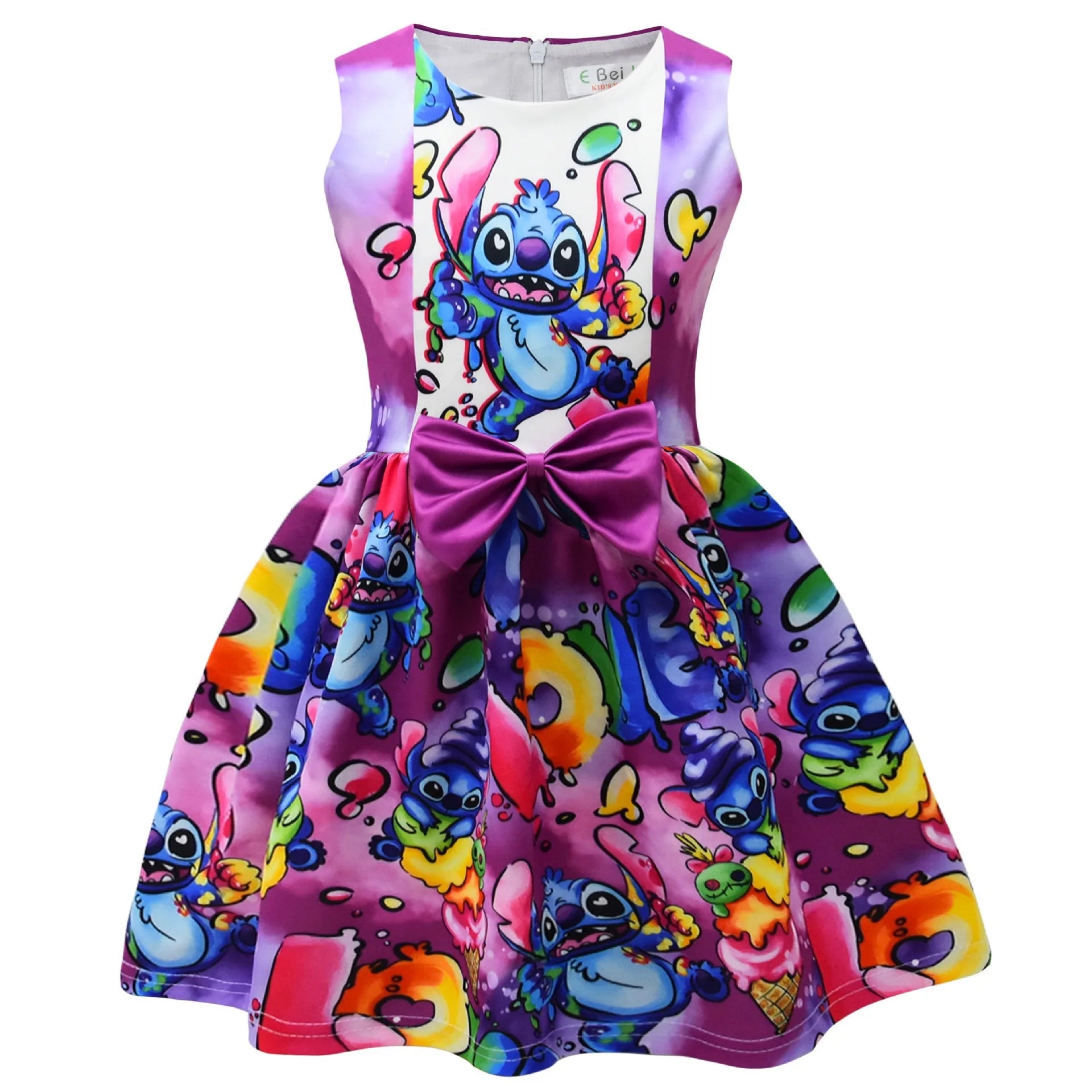 Lilo and Stitch Dress Summer Sweet Cute Animated Movie Stitch Printed Bow Tutu Skirt Kids Girls Birthday Party Princess Costumes