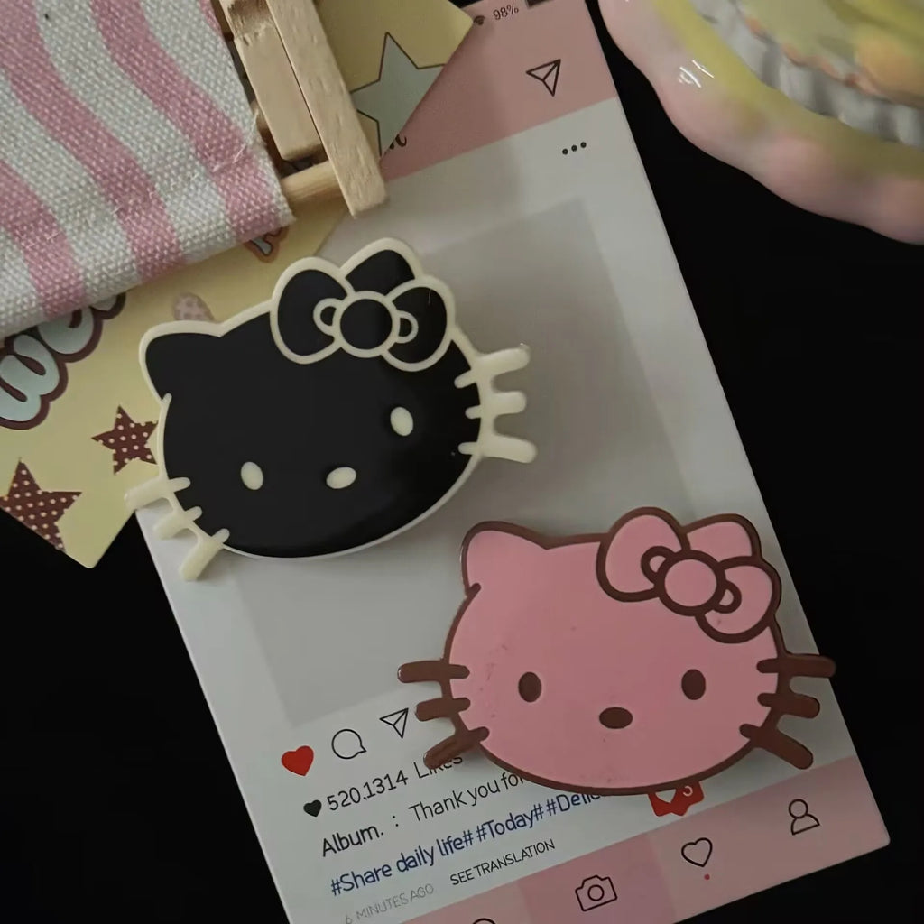Sanrio Inspired Beaded Clips Set Kawaii KT Cat Hair Accessories with Acrylic Charm Multi-Use Decor Cute Anime Barrettes Gift
