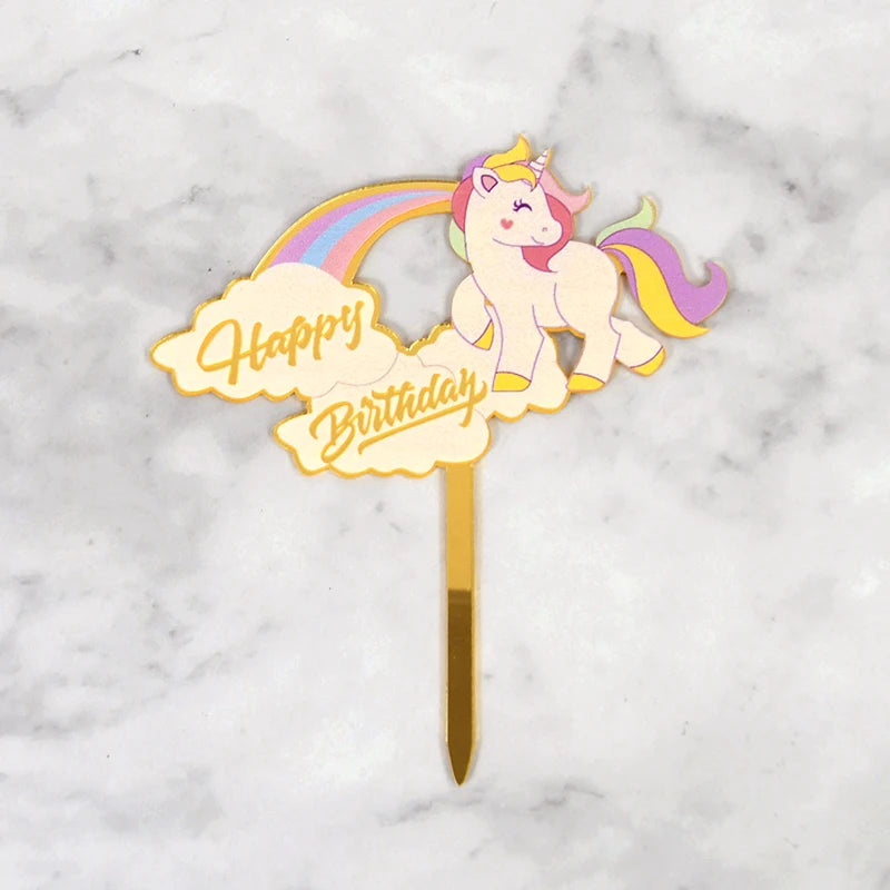 Acrylic Cake Topper Happy Birthday Cake Decorations For Baby Shower Mermaid Unicorn Party supplies Wedding Dessert