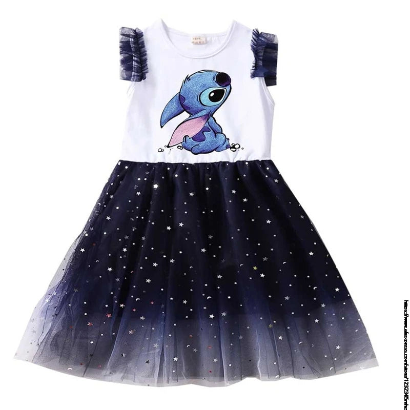 Lilo And Stitch Dresses Girls Dress Cartoon Princess Dress Kids Costume 3D Print Beautiful Skirt 1-10 Years Child Clothes