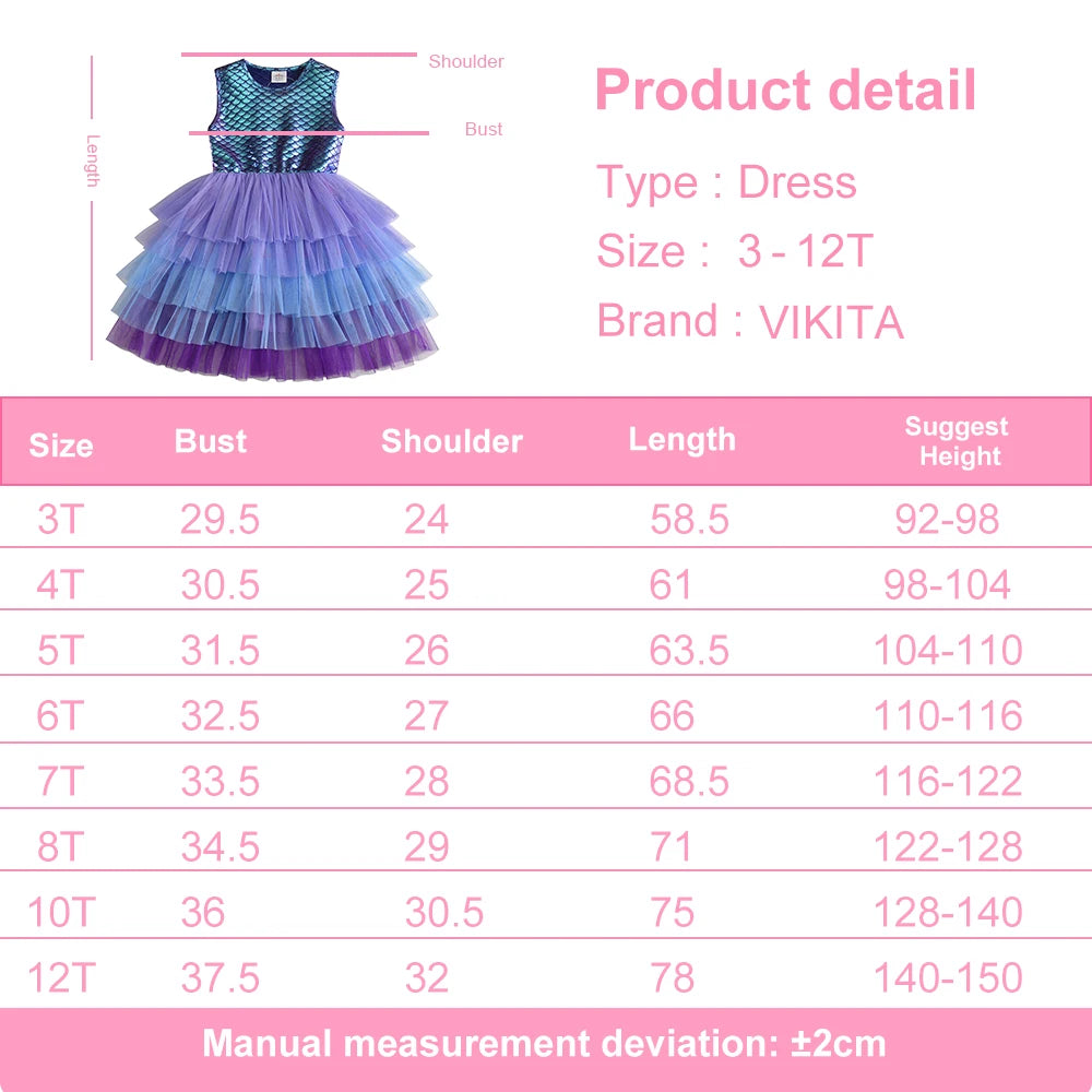 Girls Perform Mermaid Dress Children Princess Tutu Dress Toddlers Summer Prom Dresses Kids Birthday Party School Casual Clothes