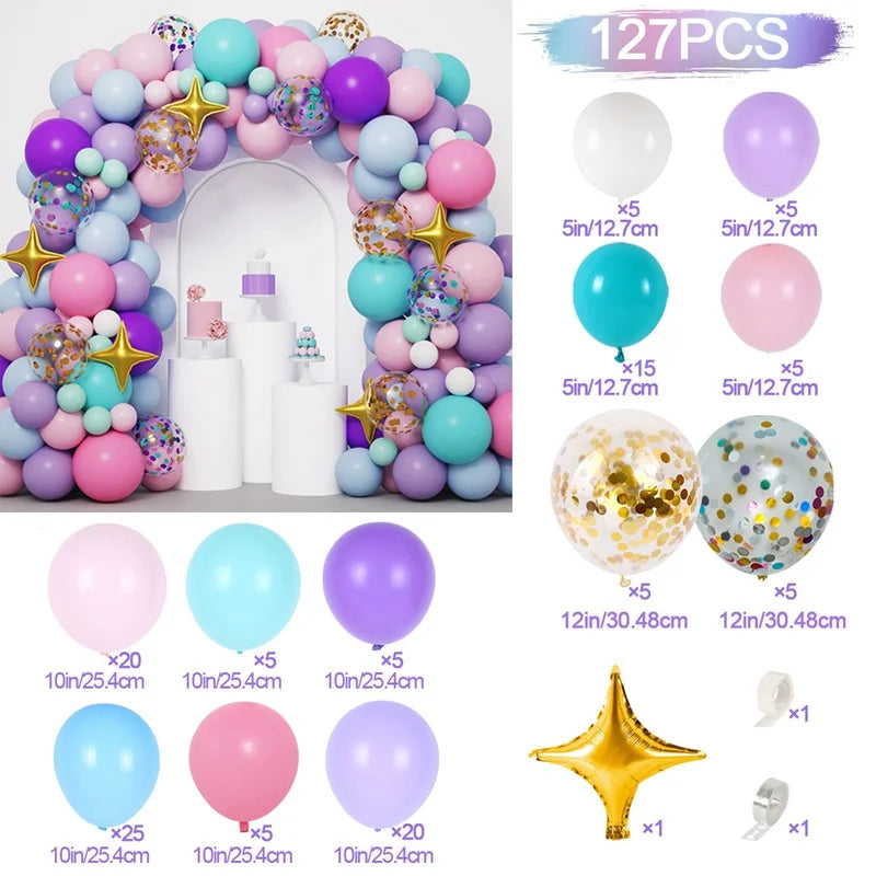 Unicorn Star Color Balloon Garland Arch Kit Rainbow Wedding Birthday Party Decor Kids Baby Shower Birthday Latex Balloons