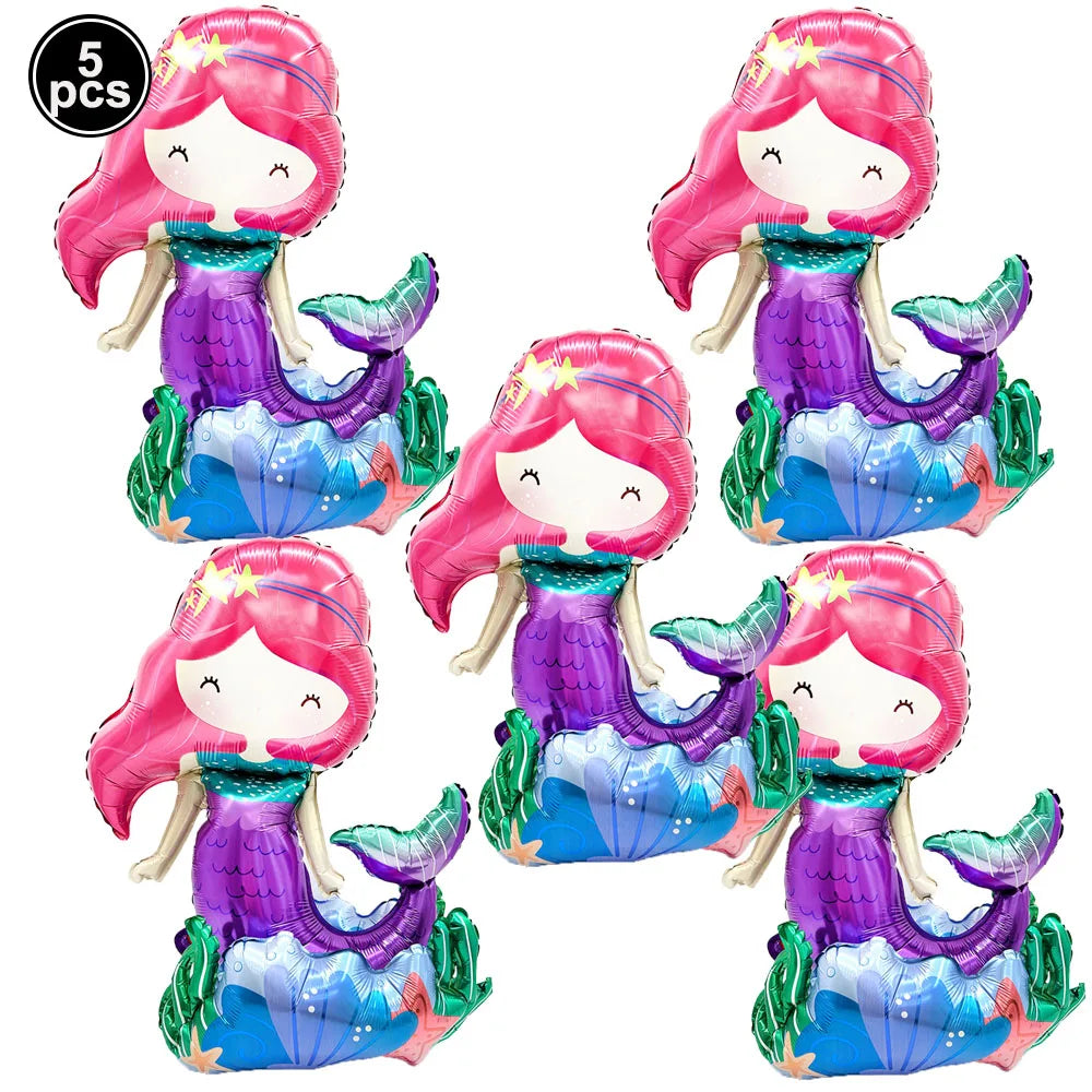 Standing Aluminum Film Smile Mermaid Balloon Children Birthday Partry Decor Supplies Lovely Surprise Toy Baby Shower Balloon