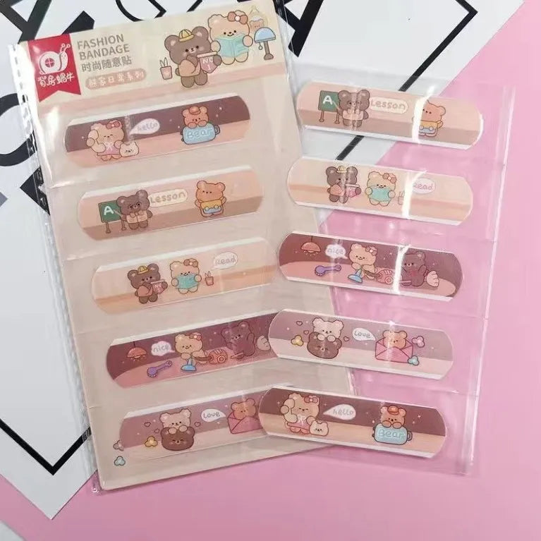 5pcs Cute Cartoon Waterproof Breathable Bandages for Girls Anti Blister Ins Style Adhesive Wound Care Plasters Baby Bandage