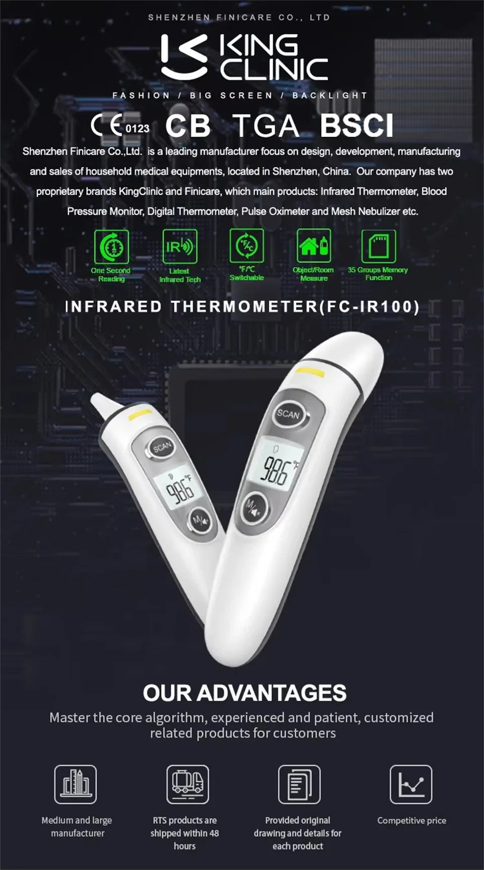 Forehead Thermometer for Adults Baby and Kids Digital Infrared Thermometer Non-Contact Thermometer with LCD Screen Fever Alert