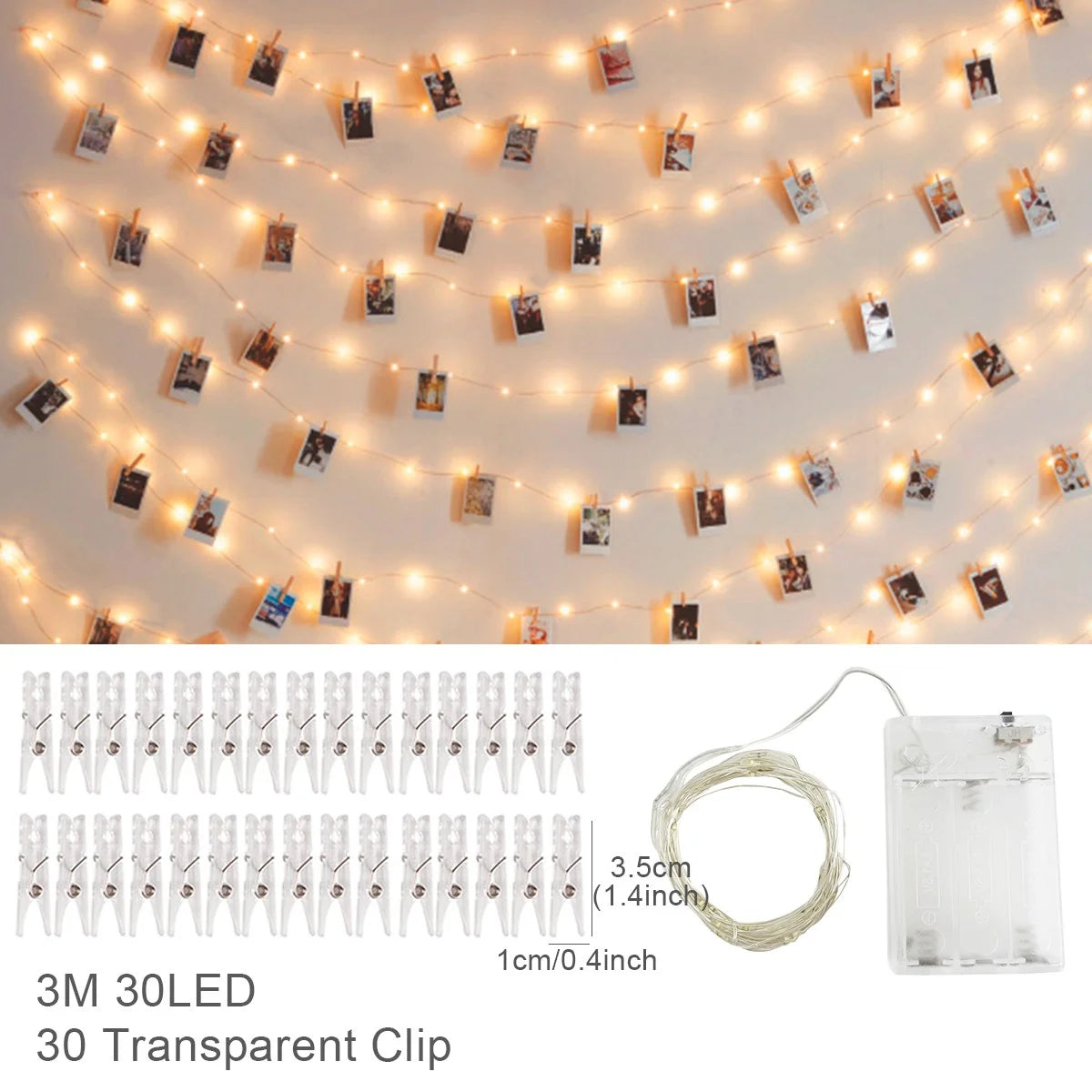 Photo Clip Light Banner Wedding Decoration Birthday Party Decor Kids Girl Boy Baby Shower Banner Christmas Decoration 2023