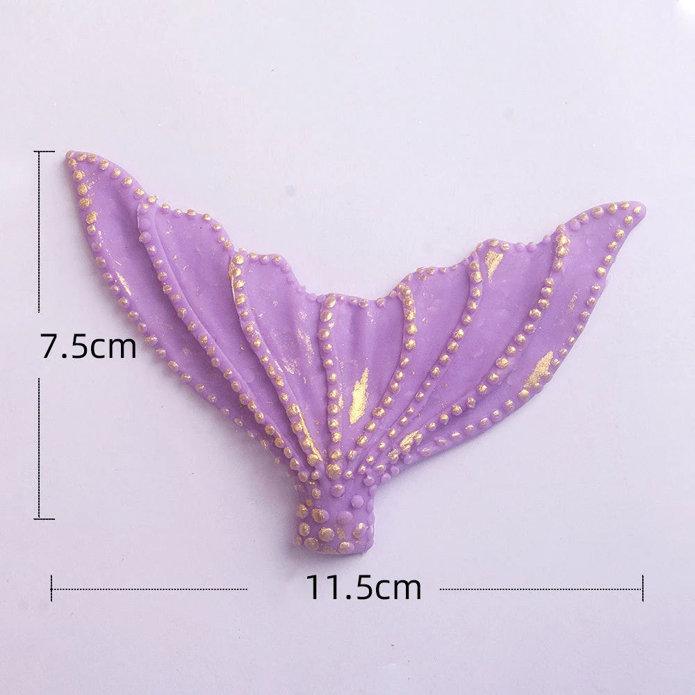 Mermail Cake Decoration Glitter Blue Pink Purple Soft Ceramic Mermail Tail Cake Toppers for Girls Birthday Baby Shower Party Dec