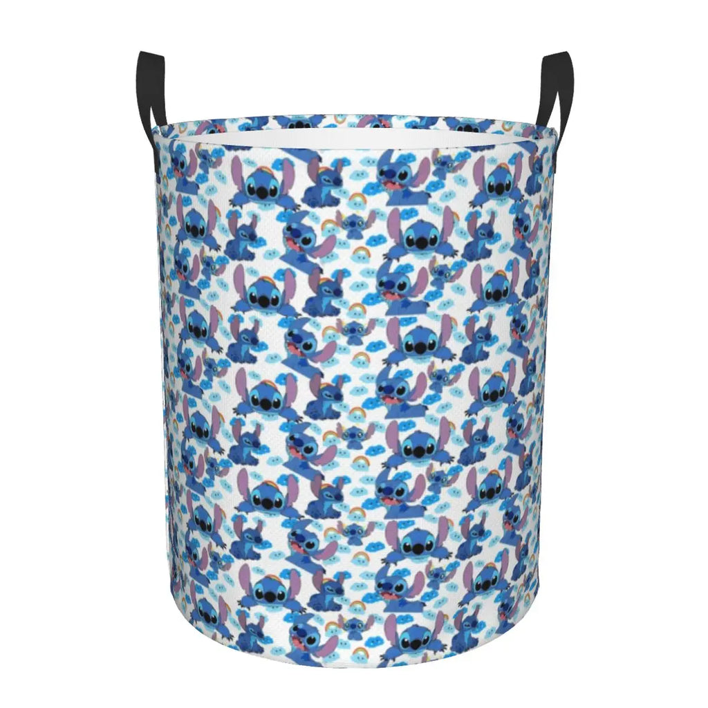 Customized SLilo And Stitch Cartoon Laundry Hamper Large Storage Basket Anime Kids Nursery Toy Organizer