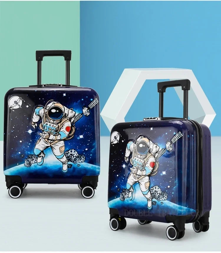 New cartoon kids travel suitcase on wheels,carry on cabin trolley luggage bag,girls rolling luggage case,children gift,suitcase