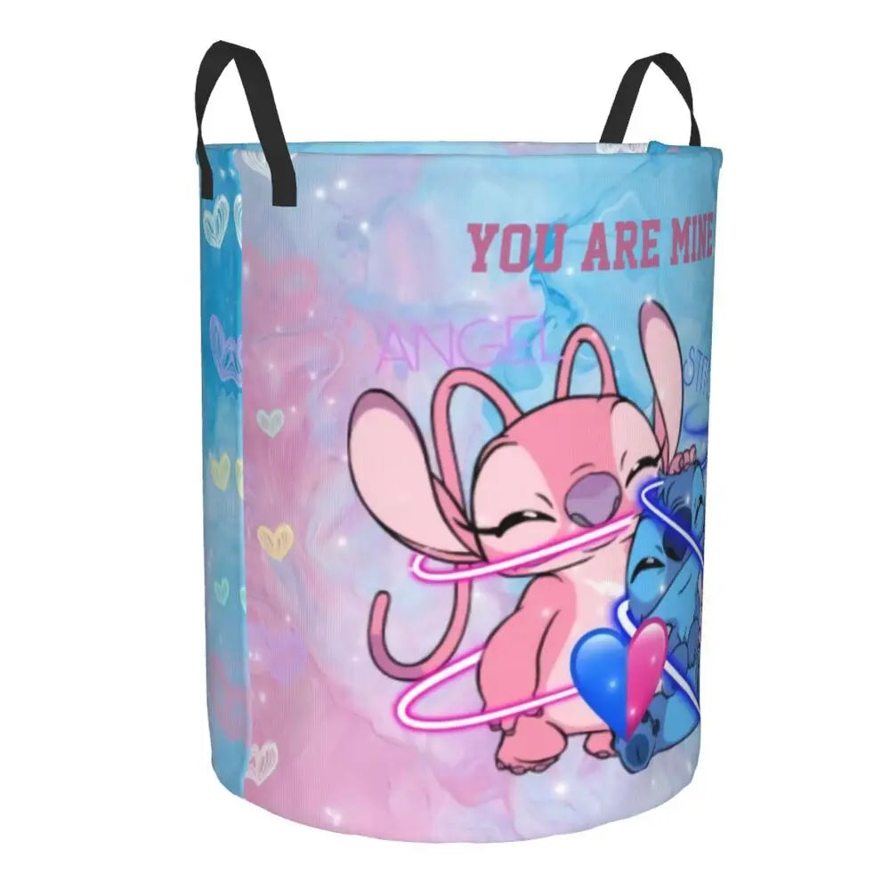 Custom I Love Stitch Laundry Basket Collapsible Toy Clothes Hamper Storage Bin for Kids Nursery