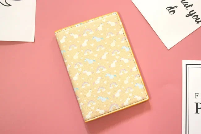 Lovely unicorn girl travel abroad passport bag protective cover waterproof  credit card holder minimalist wallet card wallet