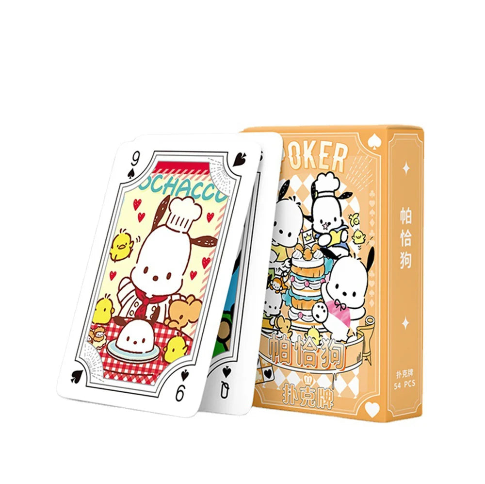 Kawaii Sanrio Poker Playing Cards Board Games Cartoon Hello Kitty Kuromi Cinnamoroll Melody Pompompurin Kids Toys Deck Card Gift