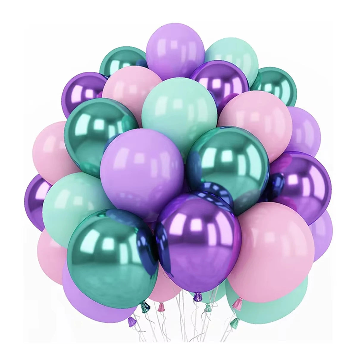 62PCS Metal Purple Green Latex Balloon Wreath Arch Kit Mermaid Theme, Wedding, Birthday Party Decoration