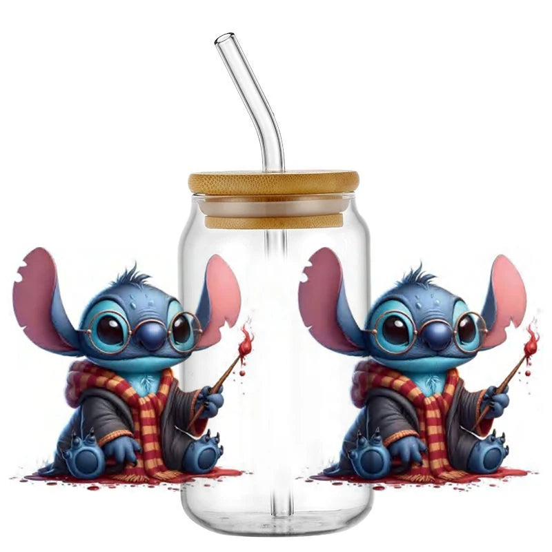 Miniso Stitch Baseball 16OZ UV DTF Cup Wraps Transfer Sticker For Glass Libbey Can Bottle waterproof DIY Custom
