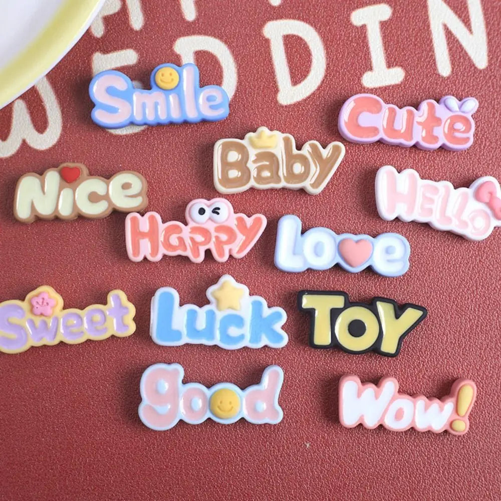 20pcs NEW Letter Plaques Resin Slime Charms Cream Gel Bottle Sticker Shoes Accessories Cute Hair Clip Headband Making Kids Toy