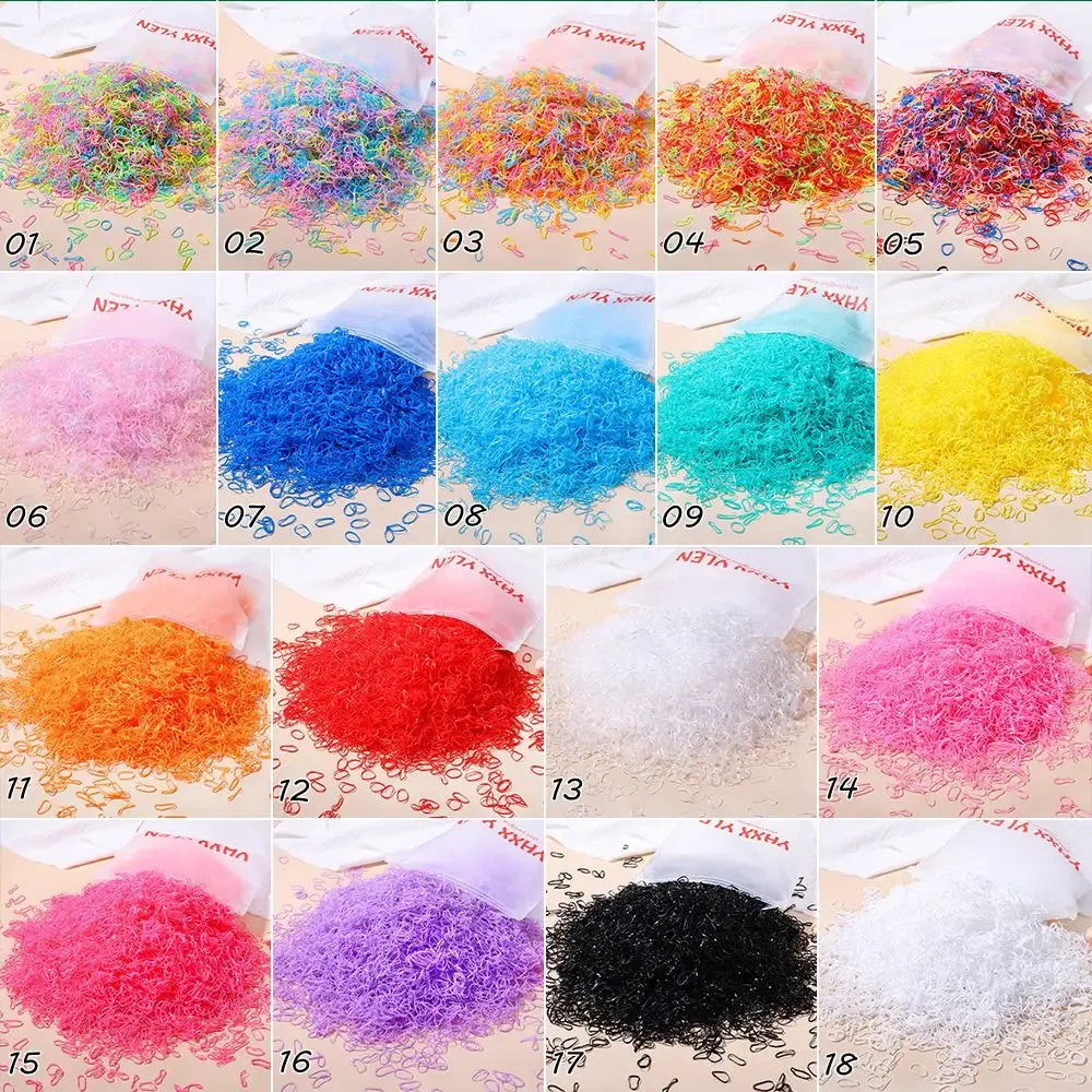 500pcs Girls Colourful Disposable Rubber Band Hair Ties Headband Children Ponytail Holder Bands Kids Hair Accessories Scrunchie